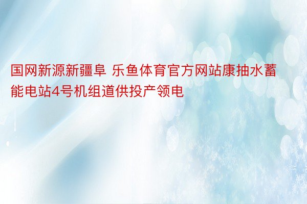 國網新源新疆阜 樂魚體育官方網站康抽水蓄能電站4號機組道供投產領電